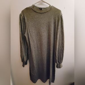 Puff Sleeve Gray Sweater Dress